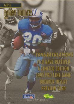 1995 Classic NFL Rookies - Game Breakers Previews #GP4 Barry Sanders Back