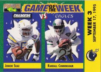 1995 Pro Line - Game of the Week Prizes #V-9 Junior Seau / Randall Cunningham Front