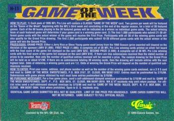 1995 Pro Line - Game of the Week Prizes #H-11 Kerry Collins / Dave Krieg Back