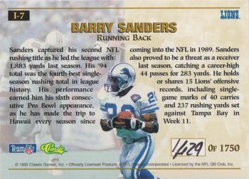 1995 Pro Line - Impact Gold #I-7 Barry Sanders Back