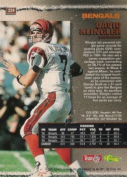 1995 Pro Line - St. Louis National Sports Collectors Convention Silver #224 David Klingler Back