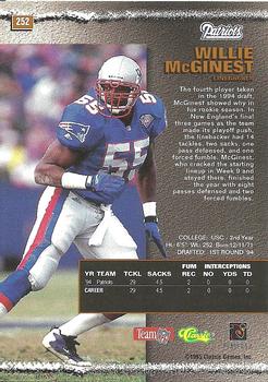 1995 Pro Line - Printer's Proofs #252 Willie McGinest Back