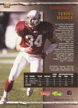 1995 Pro Line - Printer's Proofs #372 Terry Hoage Back
