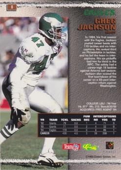 1995 Pro Line - Silver #8 Greg Jackson Back