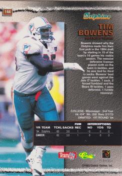 1995 Pro Line - Silver #144 Tim Bowens Back