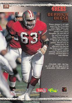 1995 Pro Line - Silver #276 Derrick Deese Back