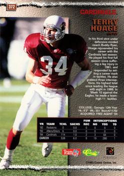 1995 Pro Line - Silver #372 Terry Hoage Back