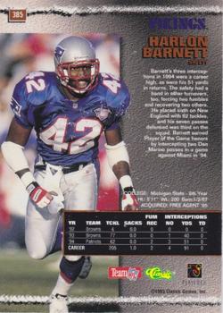 1995 Pro Line - Silver #385 Harlon Barnett Back