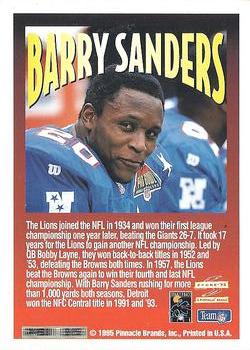 1995 Score Pin-Cards #NNO Barry Sanders Back