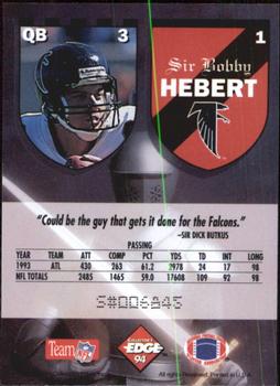 1994 Collector's Edge Excalibur #1 Bobby Hebert Back