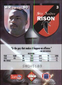 1994 Collector's Edge Excalibur #3 Andre Rison Back