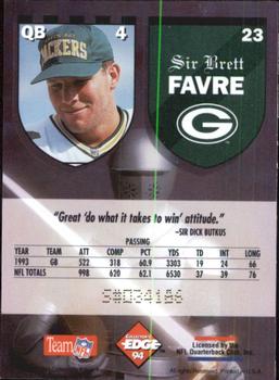 1994 Collector's Edge Excalibur #23 Brett Favre Back