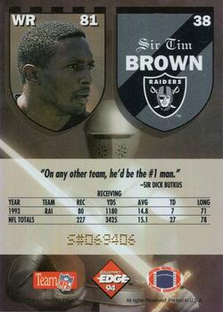 1994 Collector's Edge Excalibur #38 Tim Brown Back
