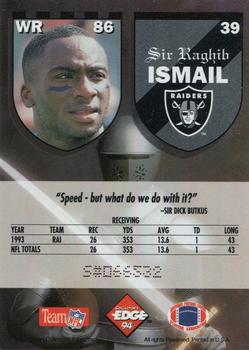1994 Collector's Edge Excalibur #39 Raghib Ismail Back