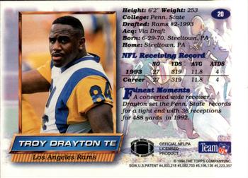 1994 Finest #20 Troy Drayton Back