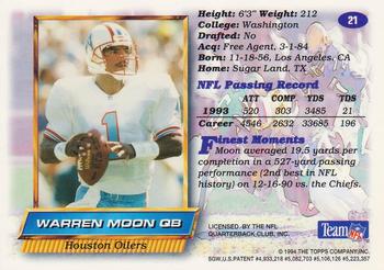 1994 Finest #21 Warren Moon Back