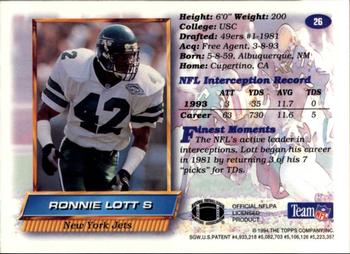 1994 Finest #26 Ronnie Lott Back