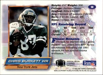 1994 Finest #50 Chris Burkett Back