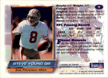 1994 Finest #77 Steve Young Back
