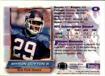 1994 Finest #88 Myron Guyton Back