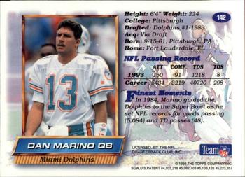 1994 Finest #142 Dan Marino Back
