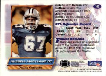 1994 Finest #145 Russell Maryland Back