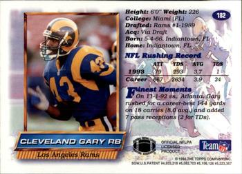 1994 Finest #182 Cleveland Gary Back