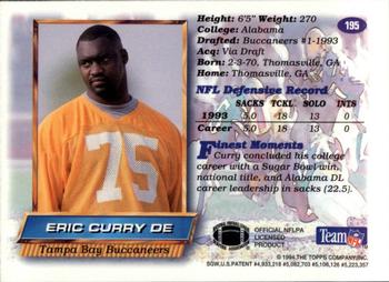 1994 Finest #195 Eric Curry Back