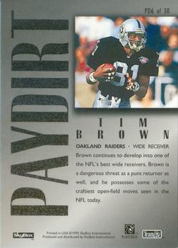 1995 SkyBox Premium - Paydirt Red #PD6 Tim Brown Back