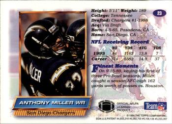 1994 Finest - Refractors #23 Anthony Miller Back