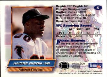 1994 Finest - Refractors #27 Andre Rison Back