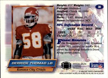 1994 Finest - Refractors #30 Derrick Thomas Back