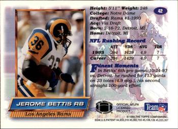 1994 Finest - Refractors #42 Jerome Bettis Back