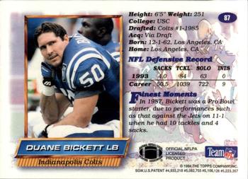1994 Finest - Refractors #87 Duane Bickett Back