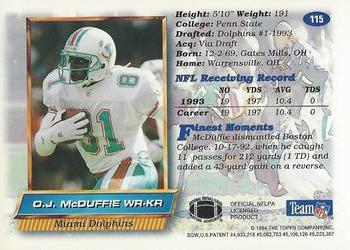 1994 Finest - Refractors #115 O.J. McDuffie Back