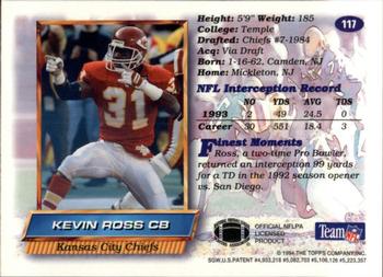 1994 Finest - Refractors #117 Kevin Ross Back