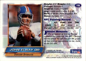 1994 Finest - Refractors #119 John Elway Back