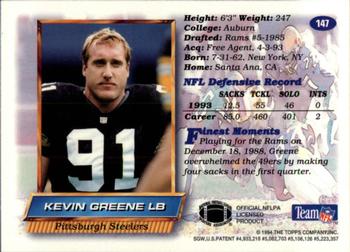1994 Finest - Refractors #147 Kevin Greene Back