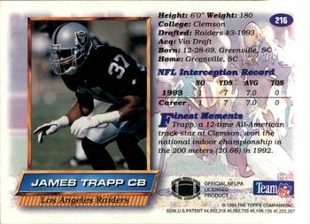 1994 Finest - Refractors #216 James Trapp Back