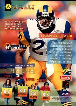 1995 Stadium Club - Members Only #229 Anthony Newman Back
