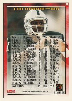1995 Topps - Jacksonville Jaguars #8 Tim Brown Back