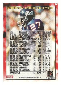 1995 Topps - Jacksonville Jaguars #24 Rodney Hampton Back