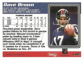 1995 Topps - Jacksonville Jaguars #140 Dave Brown Back