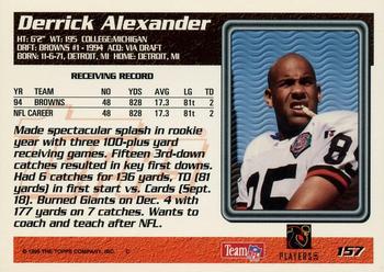 1995 Topps - Jacksonville Jaguars #157 Derrick Alexander Back