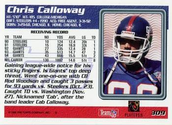 1995 Topps - Jacksonville Jaguars #309 Chris Calloway Back