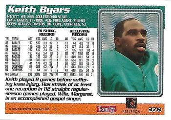1995 Topps - Jacksonville Jaguars #378 Keith Byars Back