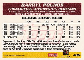 1995 Topps - Jacksonville Jaguars #436 Darryl Pounds Back