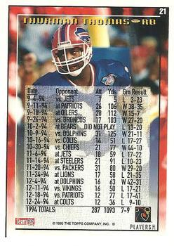 1995 Topps - Carolina Panthers #21 Thurman Thomas Back