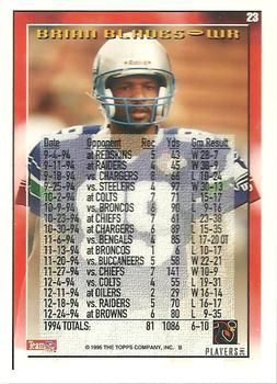 1995 Topps - Carolina Panthers #23 Brian Blades Back
