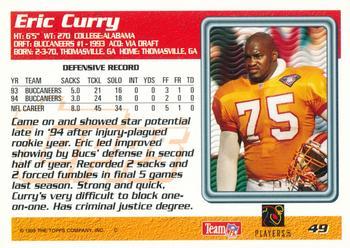 1995 Topps - Carolina Panthers #49 Eric Curry Back